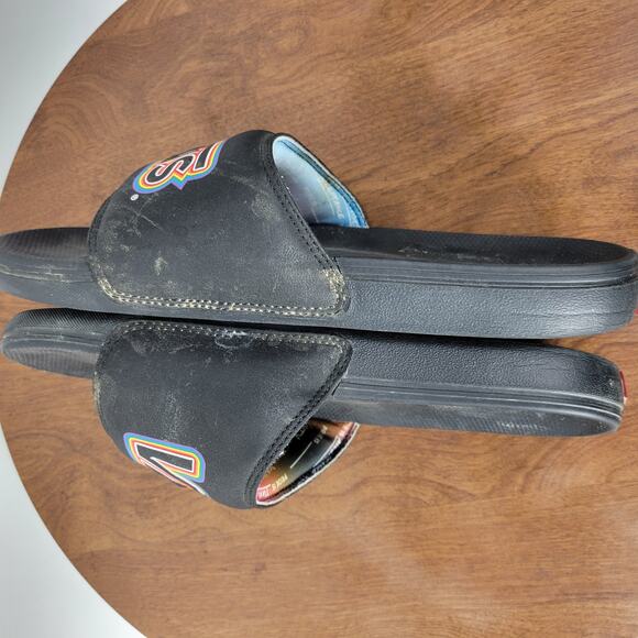 Vans Slides La Costa Sandals 11 Pride Black Logo Synthetic Nubuck Slip On - Picture 10 of 10